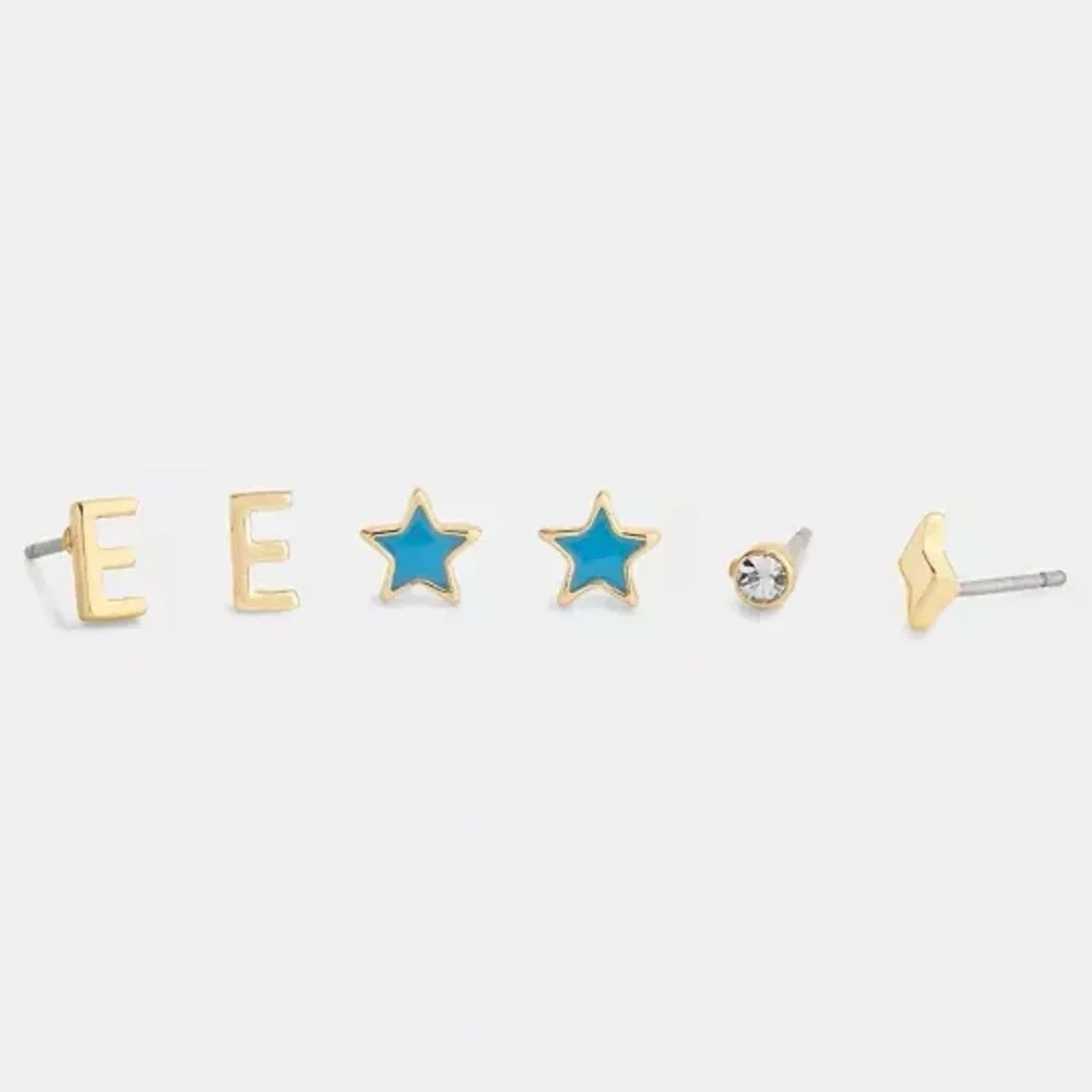 NWT Coach E Initial Stud Earrings Set - Picture 8 of 15